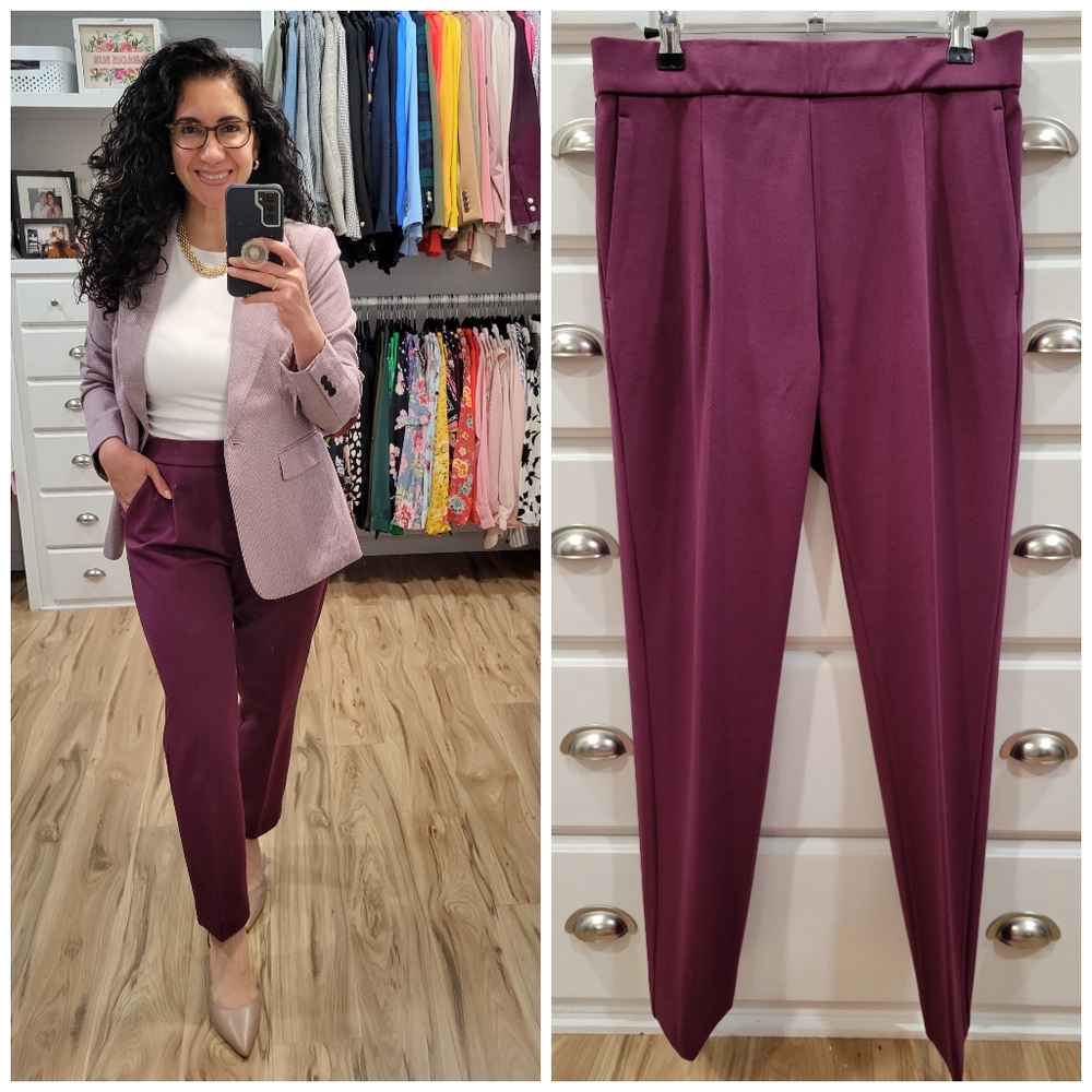 Ann Taylor Plum Straight-Leg Dress Pants